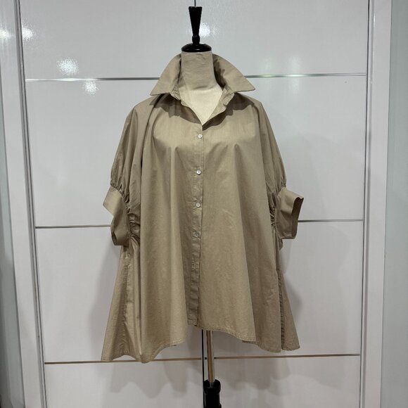 Italian 100% Cotton Oversized Button Up Shirt NWOT, One Size - Picture 1 of 14